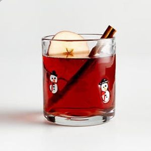 Crate&Barrel Snowman Double Old Fashioned Glass